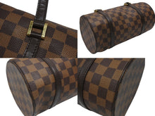 Load image into Gallery viewer, LOUIS VUITTON ルイヴィトン ダミエ エベヌ パピヨンPM ハンドバッグ N51304 筒型 ドラム型 ブラウン ゴールド金具 美品 中古 4b006833