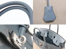 画像をギャラリービューアに読み込む, 新品同様 HERMES エルメス BIRKIN バーキン35 ブルー シルバー金具 トゴ トワルアッシュ ハンドバッグ □M刻印 中古 4b006837