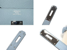 画像をギャラリービューアに読み込む, 新品同様 HERMES エルメス BIRKIN バーキン35 ブルー シルバー金具 トゴ トワルアッシュ ハンドバッグ □M刻印 中古 4b006837