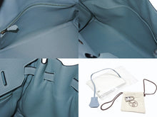 画像をギャラリービューアに読み込む, 新品同様 HERMES エルメス BIRKIN バーキン35 ブルー シルバー金具 トゴ トワルアッシュ ハンドバッグ □M刻印 中古 4b006837