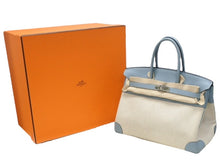 画像をギャラリービューアに読み込む, 新品同様 HERMES エルメス BIRKIN バーキン35 ブルー シルバー金具 トゴ トワルアッシュ ハンドバッグ □M刻印 中古 4b006837