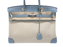 画像をギャラリービューアに読み込む, 新品同様 HERMES エルメス BIRKIN バーキン35 ブルー シルバー金具 トゴ トワルアッシュ ハンドバッグ □M刻印 中古 4b006837
