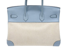 画像をギャラリービューアに読み込む, 新品同様 HERMES エルメス BIRKIN バーキン35 ブルー シルバー金具 トゴ トワルアッシュ ハンドバッグ □M刻印 中古 4b006837