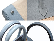 画像をギャラリービューアに読み込む, 新品同様 HERMES エルメス BIRKIN バーキン35 ブルー シルバー金具 トゴ トワルアッシュ ハンドバッグ □M刻印 中古 4b006837