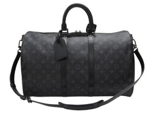 画像をギャラリービューアに読み込む, 極美品 LOUIS VUITTON ルイヴィトン エクリプス キーポル バンドリエール45 ボストンバッグ M40569 シルバー金具 ブラック 中古 4b006840