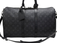 画像をギャラリービューアに読み込む, 極美品 LOUIS VUITTON ルイヴィトン エクリプス キーポル バンドリエール45 ボストンバッグ M40569 シルバー金具 ブラック 中古 4b006840