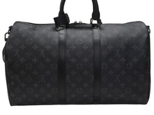 画像をギャラリービューアに読み込む, 極美品 LOUIS VUITTON ルイヴィトン エクリプス キーポル バンドリエール45 ボストンバッグ M40569 シルバー金具 ブラック 中古 4b006840