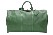 画像をギャラリービューアに読み込む, LOUIS VUITTON ルイヴィトン キーポル50 ボストンバッグ M42964 ボルネオグリーン エピレザー ゴールド金具 美品 中古 4b006843