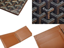 Load image into Gallery viewer, 極美品 GOYARD ゴヤール サントマ マネークリップ 二つ折り財布 ヘリンボーン ブラック レザー PVC 中古 4b006853