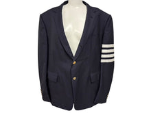 画像をギャラリービューアに読み込む, THOM BROWN トムブラウン コート テーラードジャケット コットン トリコロールカラー ブラック 黒 美品 中古 4b006894