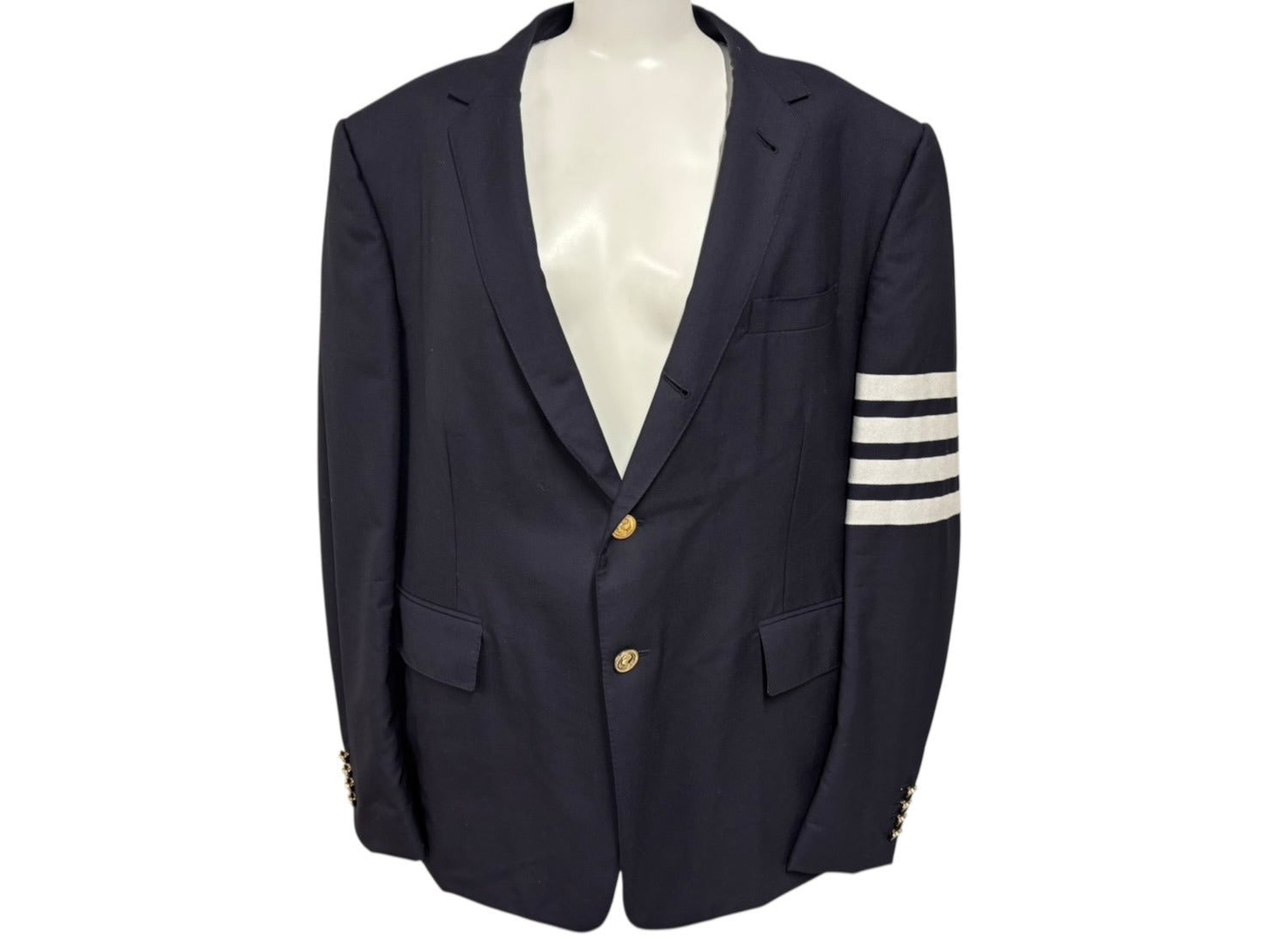 ★美品★トムブラウン トリコロール スラックス パンツ ネイビー コットン 2 中古・古着通販】THOM BROWNE. NEW YORK (トムブラウンニューヨーク