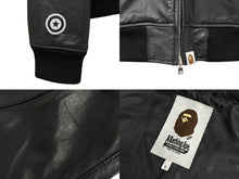 画像をギャラリービューアに読み込む, A BATHING APE アベイシングエイプ シャークフルジップジャケット 1I80-140-013 ブラック シープスキン サイズL 美品 中古 4b006897