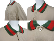 画像をギャラリービューアに読み込む, GUCCI グッチ Polo Shirt シェリーライン ストレッチポロシャツ サイズL ベージュ コットン 美品 中古 4b006900
