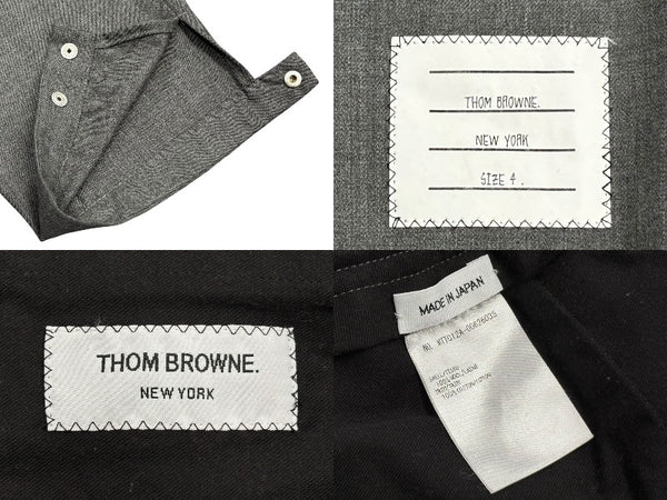 THOM BROWNE トムブラウン ストライプ スラックス MTT012A-00626035 イージーウェスト グレー サイズ4 美品 中古 4b006907