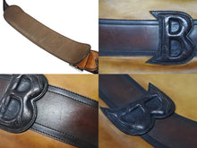 画像をギャラリービューアに読み込む, Berluti ベルルッティ カリグラフティBロゴショルダーバッグ ブラウン レザー シルバー金具 美品 中古 4b006908