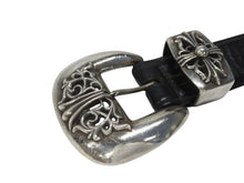 画像をギャラリービューアに読み込む, CHROME HEARTS クロムハーツ 3PC Classic 3PC belt ベルト ブラック レザー サイズ34 シルバー925 美品 中古 4b006911