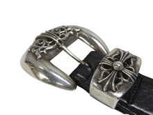 画像をギャラリービューアに読み込む, CHROME HEARTS クロムハーツ 3PC Classic 3PC belt ベルト ブラック レザー サイズ34 シルバー925 美品 中古 4b006911