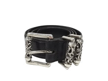 画像をギャラリービューアに読み込む, [USED/中古]CHROME HEARTS クロムハーツ ベルト・バックル 3ピース ローラーベルト ブラック レザー シルバー925 36 Bランク 中古 4b006912