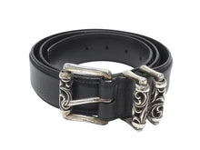 画像をギャラリービューアに読み込む, CHROME HEARTS クロムハーツ 3ピース ローラーベルト サイズ36 レザー シルバ−925 ブラック 美品 中古 4b006913