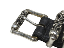 画像をギャラリービューアに読み込む, CHROME HEARTS クロムハーツ 3ピース ローラーベルト サイズ36 レザー シルバ−925 ブラック 美品 中古 4b006913