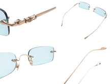 画像をギャラリービューアに読み込む, CHROME HEARTS クロムハーツ COMPRESSION サングラス リムレス クロス ホースシュー GP ブルーレンズ ゴールド サイズ55□22-135 美品 中古 4b006914