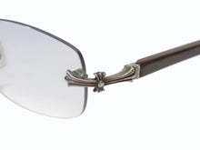 画像をギャラリービューアに読み込む, CHROME HEARTS クロムハーツ LIVING PROOF III EBONY WOOD メガネ ダークブラウン 度入り ウッド シルバー925 シルバー金具 良品 中古 4b006915