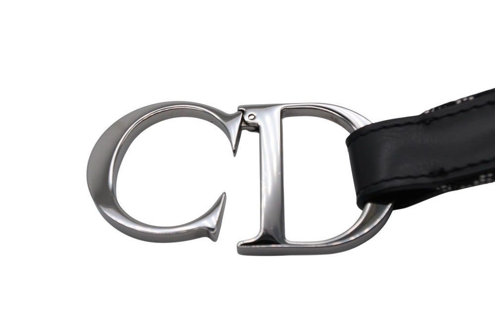 Very Good Condition CHRISTIANDIOR Belt Trotter Line CD Logo R10093 Navy Gray Size 75 Used 4b006916