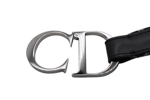 極美品 CHRISTIANDIOR クリスチャンディオール ベルト トロッターライン CDロゴ R10093 ネイビー グレー サイズ75 中古 4b006916