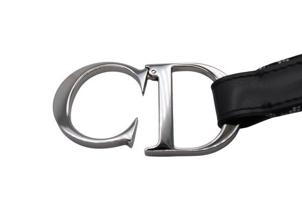 極美品 CHRISTIANDIOR クリスチャンディオール ベルト トロッターライン CDロゴ R10093 ネイビー グレー サイズ75 中古 4b006916