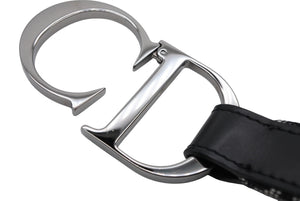 極美品 CHRISTIANDIOR クリスチャンディオール ベルト トロッターライン CDロゴ R10093 ネイビー グレー サイズ75 中古 4b006916
