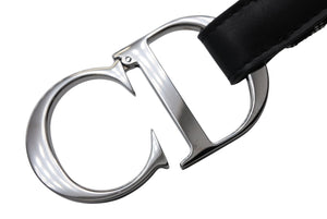 極美品 CHRISTIANDIOR クリスチャンディオール ベルト トロッターライン CDロゴ R10093 ネイビー グレー サイズ75 中古 4b006916