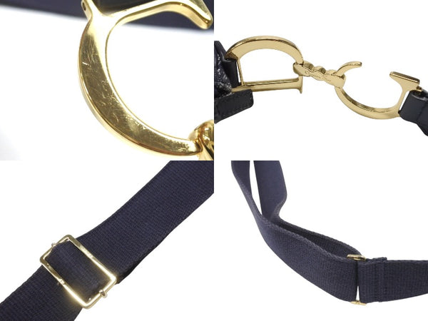 Christian Dior クリスチャンディオール サドルショルダーバッグ 07RU 0034 ネイビー トロッター柄 ガリアーノ期 美品 中古 4b006926
