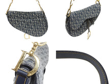 画像をギャラリービューアに読み込む, 極美品 Christian Dior クリスチャンディオール サドルバッグ ワンショルダーバッグ トロッター ネイビー ガリアーノ期 中古 4b006929