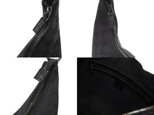 画像をギャラリービューアに読み込む, GUCCI グッチ ショルダーバッグ ホーボー ブラック シルバー金具 GGキャンバス レザー レディース 美品 中古 4b006930