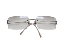 画像をギャラリービューアに読み込む, 極美品 CHANEL シャネル リムレス サングラス アイウェア 4051-B ココマーク ラインストーン シルバー グレー 中古 4b006933
