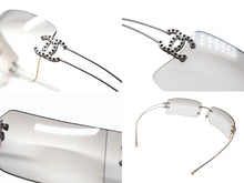 画像をギャラリービューアに読み込む, 極美品 CHANEL シャネル リムレス サングラス アイウェア 4051-B ココマーク ラインストーン シルバー グレー 中古 4b006933