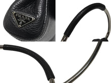 画像をギャラリービューアに読み込む, PRADA プラダ 97FW ループ ワンショルダーバッグ レザー ブラック アーカイブ トライアングルロゴ金具 シルバー金具 美品 中古 4b006940