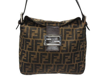 画像をギャラリービューアに読み込む, FENDI フェンディ ワンショルダーバッグ マンマバケット ズッカ柄 ブラウン キャンバス レザー 美品 中古 4b006943