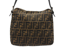 画像をギャラリービューアに読み込む, FENDI フェンディ ワンショルダーバッグ マンマバケット ズッカ柄 ブラウン キャンバス レザー 美品 中古 4b006943
