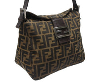 画像をギャラリービューアに読み込む, FENDI フェンディ ワンショルダーバッグ マンマバケット ズッカ柄 ブラウン キャンバス レザー 美品 中古 4b006943