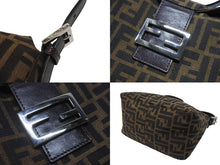 画像をギャラリービューアに読み込む, FENDI フェンディ ワンショルダーバッグ マンマバケット ズッカ柄 ブラウン キャンバス レザー 美品 中古 4b006943