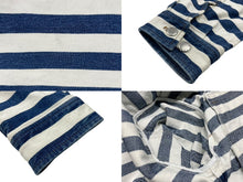 画像をギャラリービューアに読み込む, PRADA プラダ ロゴプレートボーダークロップドデニムジャケット GFB288 サイズ42 ホワイト ブルー 美品 中古 4b006947