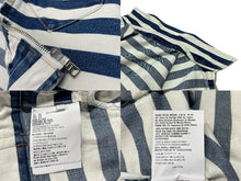 画像をギャラリービューアに読み込む, PRADA プラダ ロゴプレートボーダークロップドデニムジャケット GFB288 サイズ42 ホワイト ブルー 美品 中古 4b006947