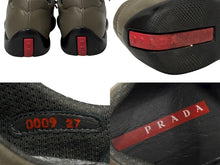 画像をギャラリービューアに読み込む, PRADA SPORTS プラダスポーツ ローカットスニーカー キッズ用 カーキ レザー サイズ18cm 美品 中古 4b006961