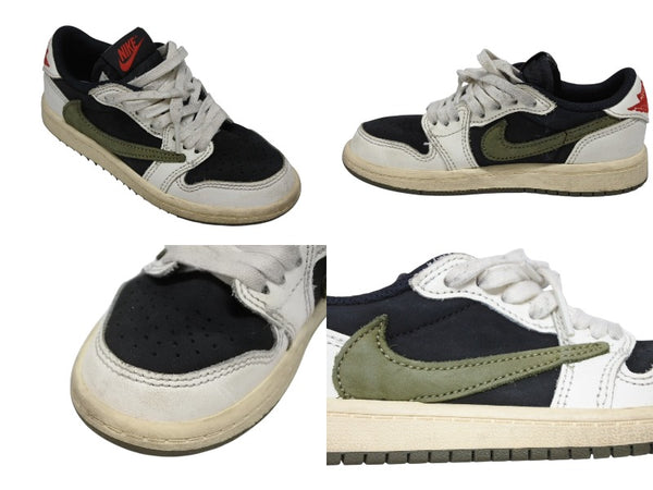 NIKE ナイキ Travis Scott トラヴィススコット エアージョーダン1 ロー OG ミディアム オリーブ キッズ サイズ11C 良品 中古 4b006962