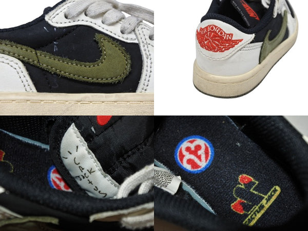 NIKE ナイキ Travis Scott トラヴィススコット エアージョーダン1 ロー OG ミディアム オリーブ キッズ サイズ11C 良品 中古 4b006962