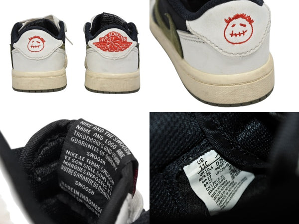 NIKE ナイキ Travis Scott トラヴィススコット エアージョーダン1 ロー OG ミディアム オリーブ キッズ サイズ11C 良品 中古 4b006962