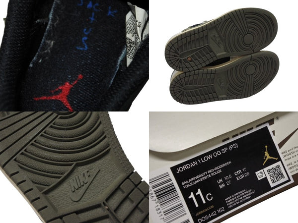 NIKE ナイキ Travis Scott トラヴィススコット エアージョーダン1 ロー OG ミディアム オリーブ キッズ サイズ11C 良品 中古 4b006962