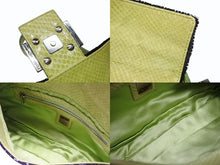 画像をギャラリービューアに読み込む, FENDI フェンディ ビーズ刺繍 マンマバケット ワンショルダーバッグ 26424 ブラック マルチカラー グリーン シルバー金具 ロゴ 美品 中古 4b006967