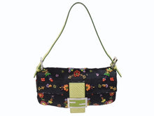 画像をギャラリービューアに読み込む, FENDI フェンディ ビーズ刺繍 マンマバケット ワンショルダーバッグ 26424 ブラック マルチカラー グリーン シルバー金具 ロゴ 美品 中古 4b006967